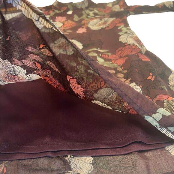 Charlotte Russe Sheer Floral Dress Ruffle Sleeve Fall Layering Purple S - Picture 11 of 13